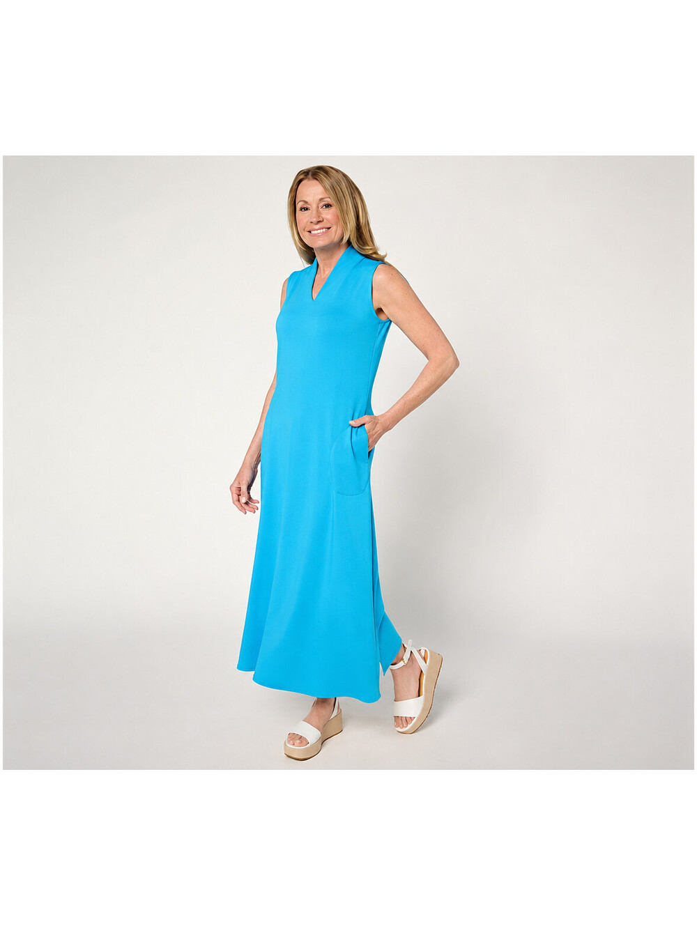 Brandis Dress Out Loud Petite Acquitted Knit Maxi Tank Dress Water Blue,Petite S